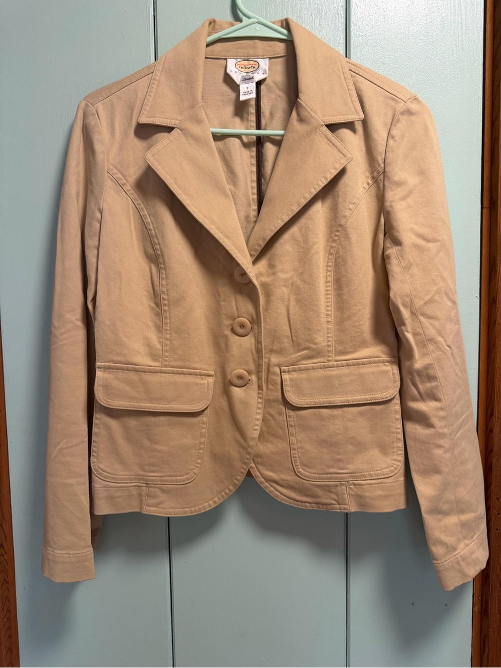 Talbots Women's Beige Cotton Stretch Blazer Jacket